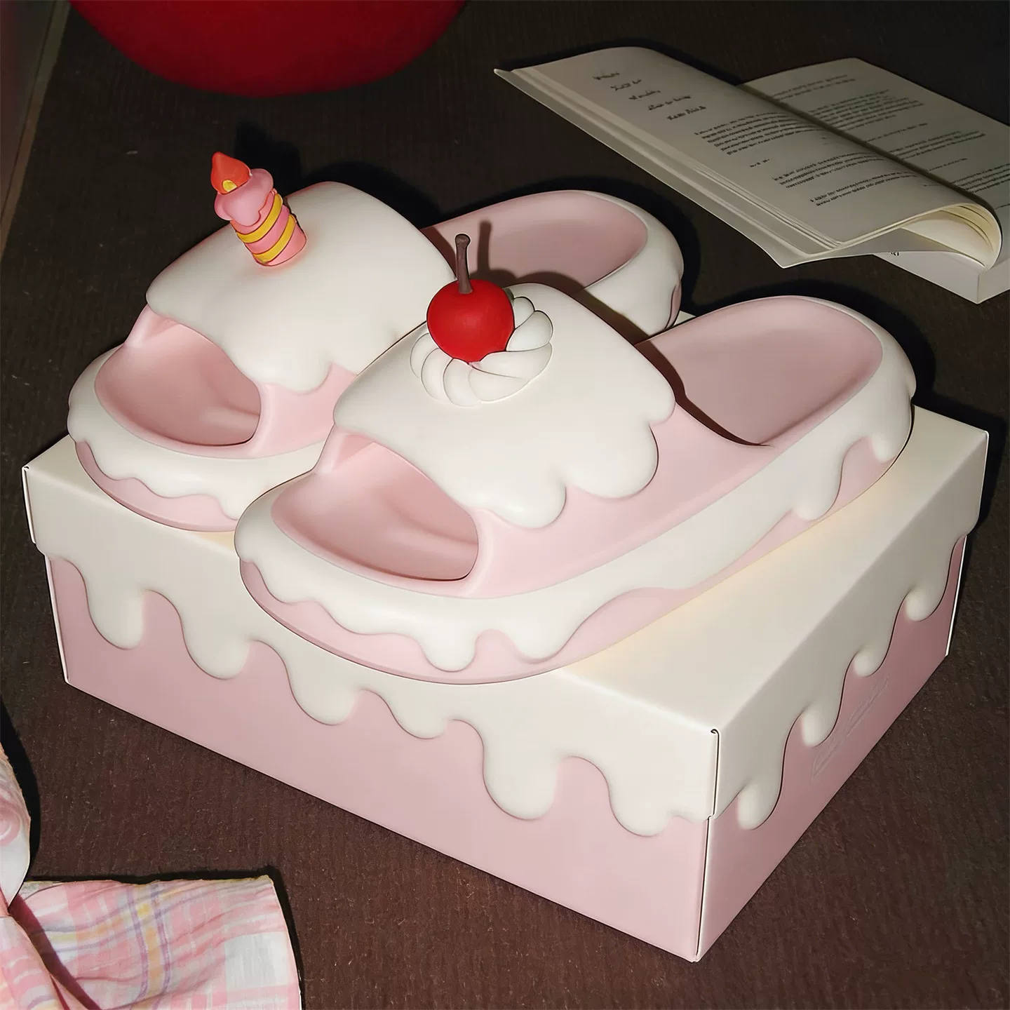 Cute Cherry Cream Cake Slippers