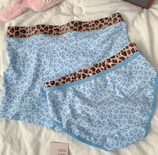 H K Leopard Print Couple Cotton Underwear