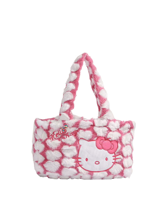 KT Cute Tote Bags Plush Tote Bag for Women The Tote Bag Kawaii Carry on Bag Reusable Small Handbags for Girls Shopping