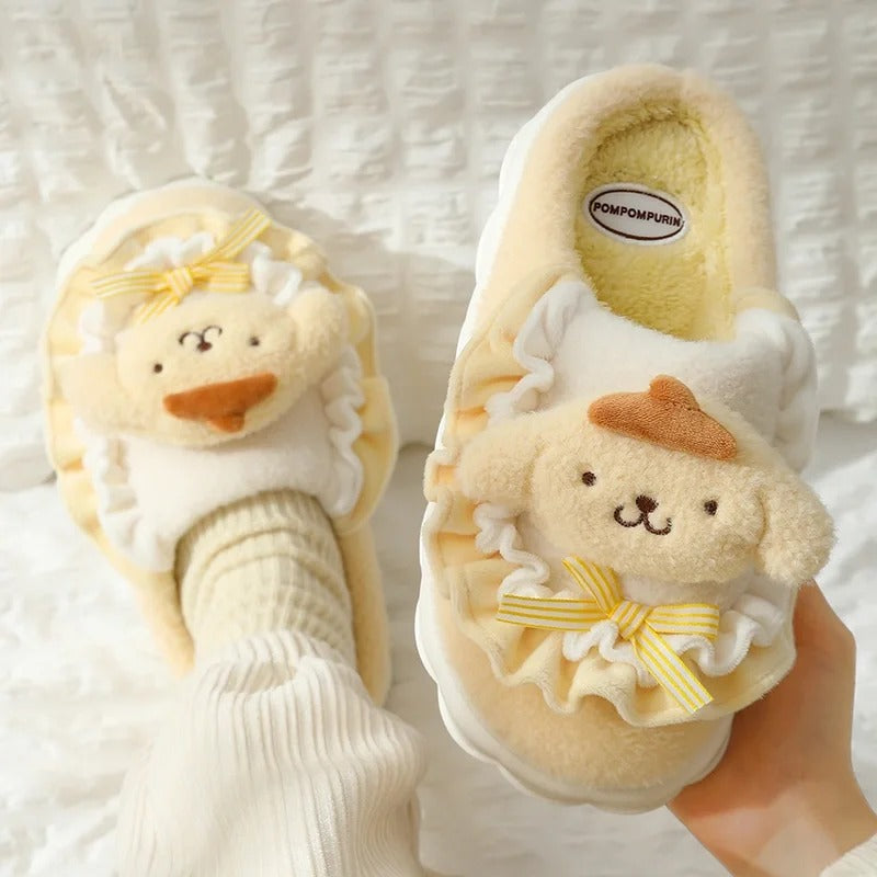 Sanrio Fuzzy Slippers Women Fluffy Kawaii House Slippers