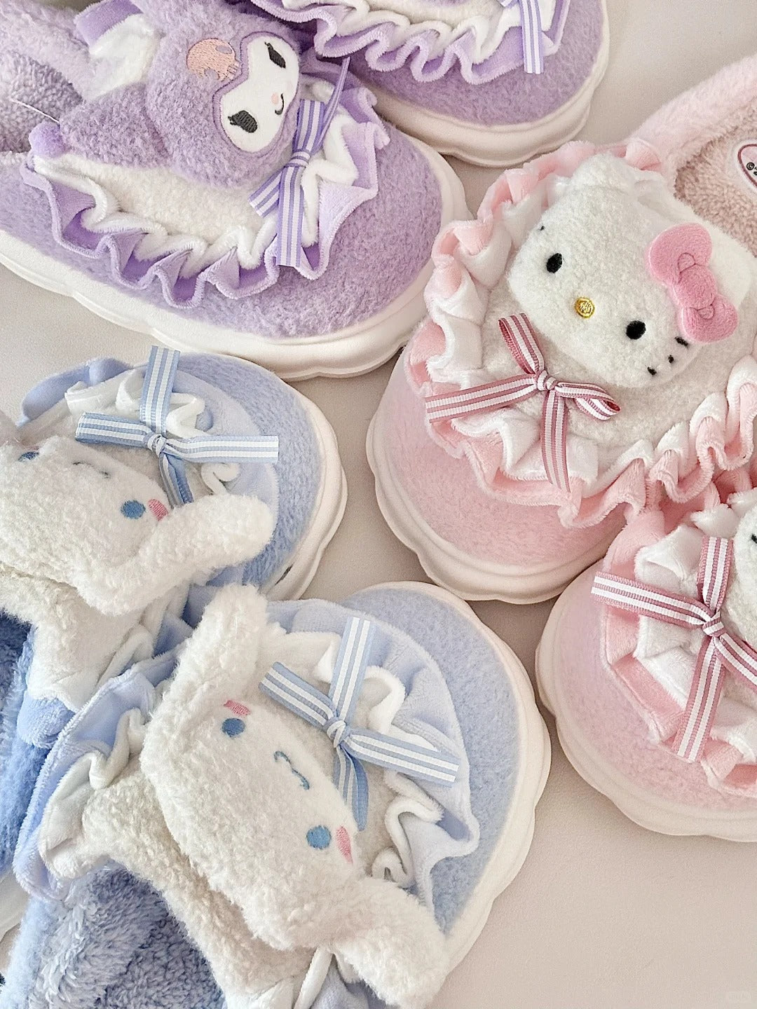 Sanrio Fuzzy Slippers Women Fluffy Kawaii House Slippers