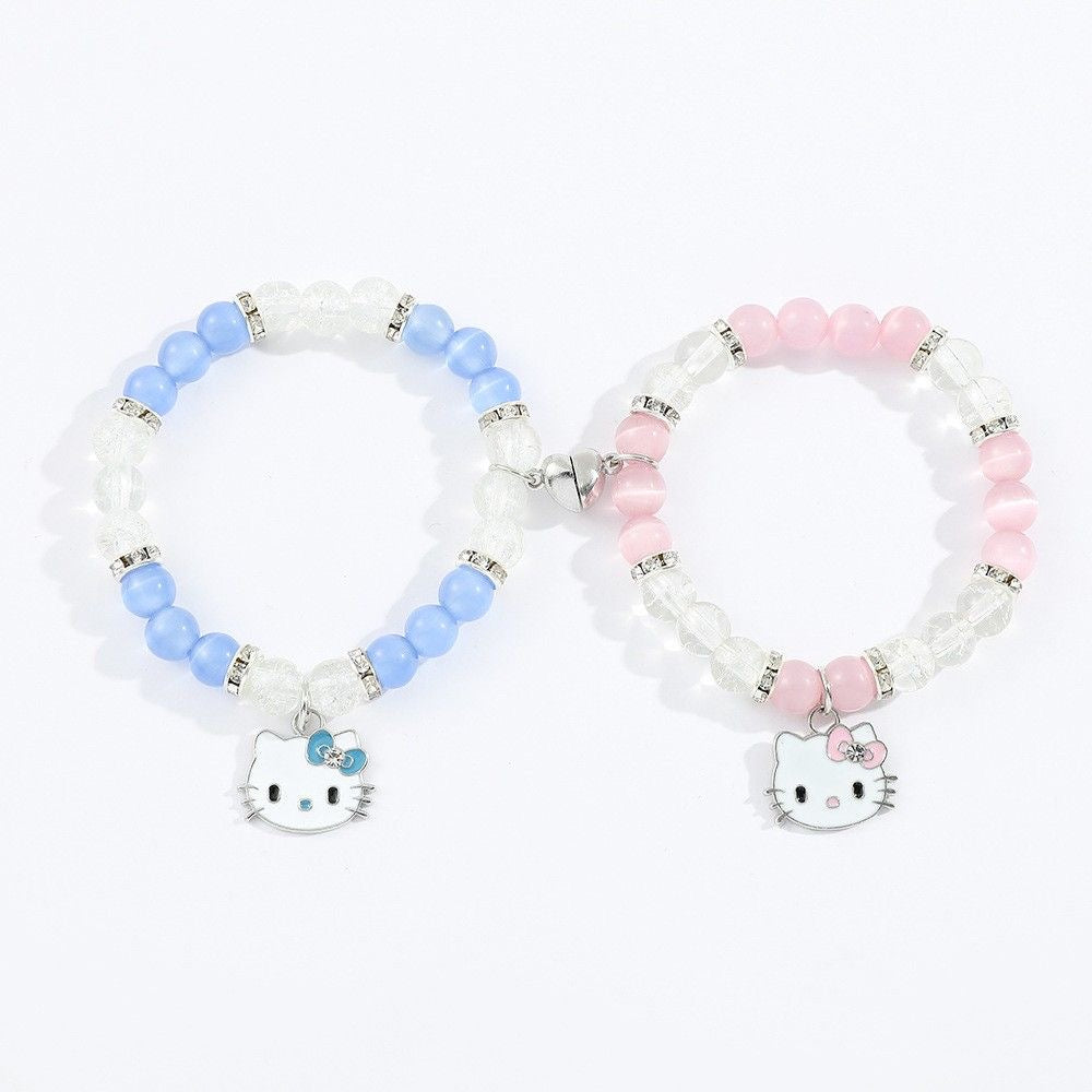 Hellokitty 2 Pcs Magnetic Couples Bracelets Matching Friendship Bracelets Set