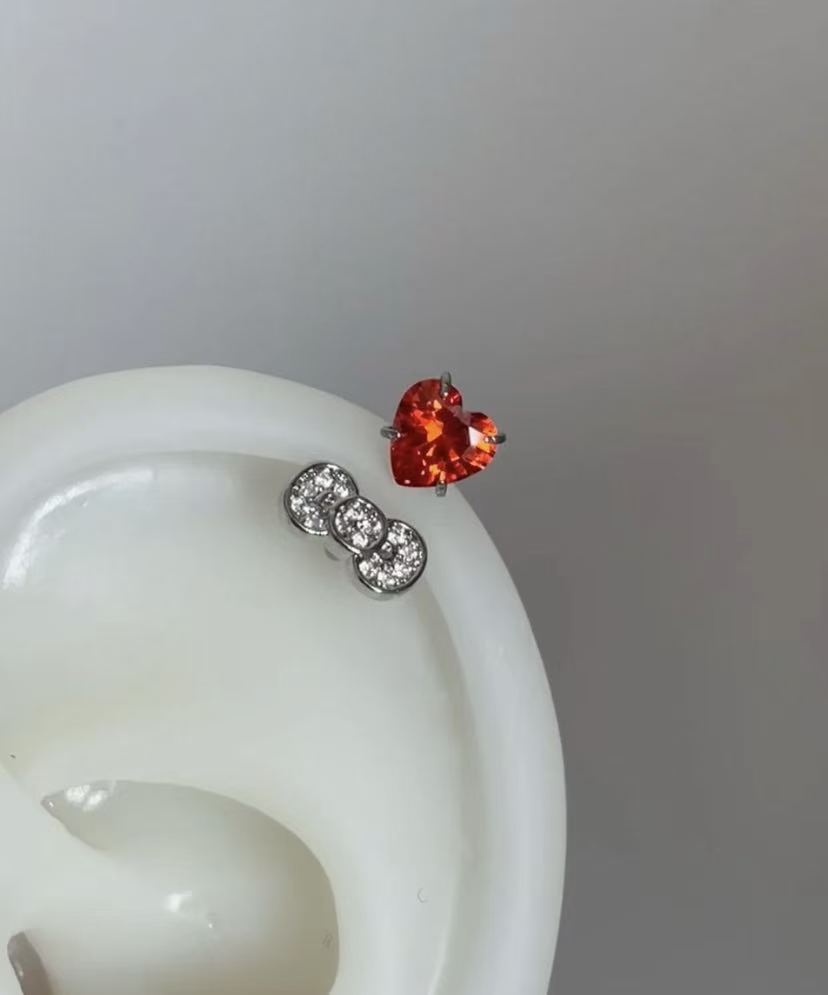 HK Bow Heart Earrings