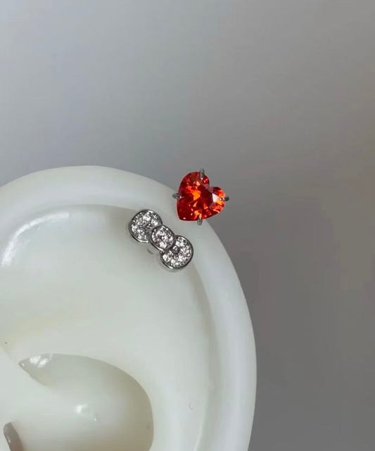 HK Bow Heart Earrings