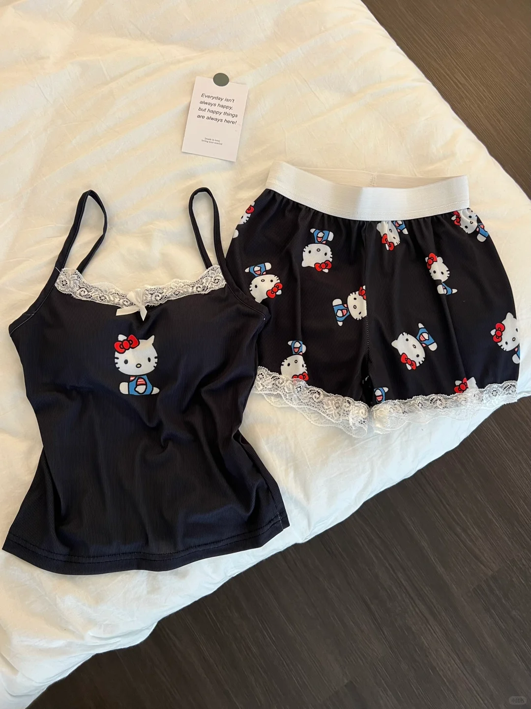 Hello Kitty Tank Top Shorts Sleep Set  Lingerie Sleepwear Pj Shorts Set Nightwear