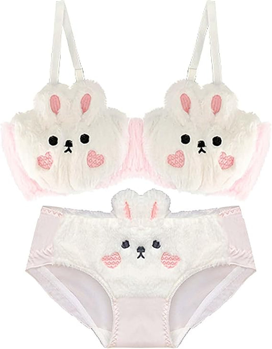 Plushie Lingerie Sets Cute Bunny Ear Bra Sets Cute Pajamas