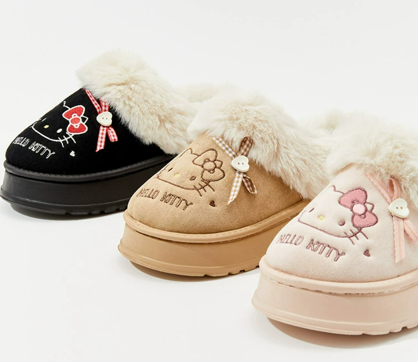 Hello Kitty Plush Slippers - Cute Fall/Winter Home Shoes for Indoor and Outdoor Use