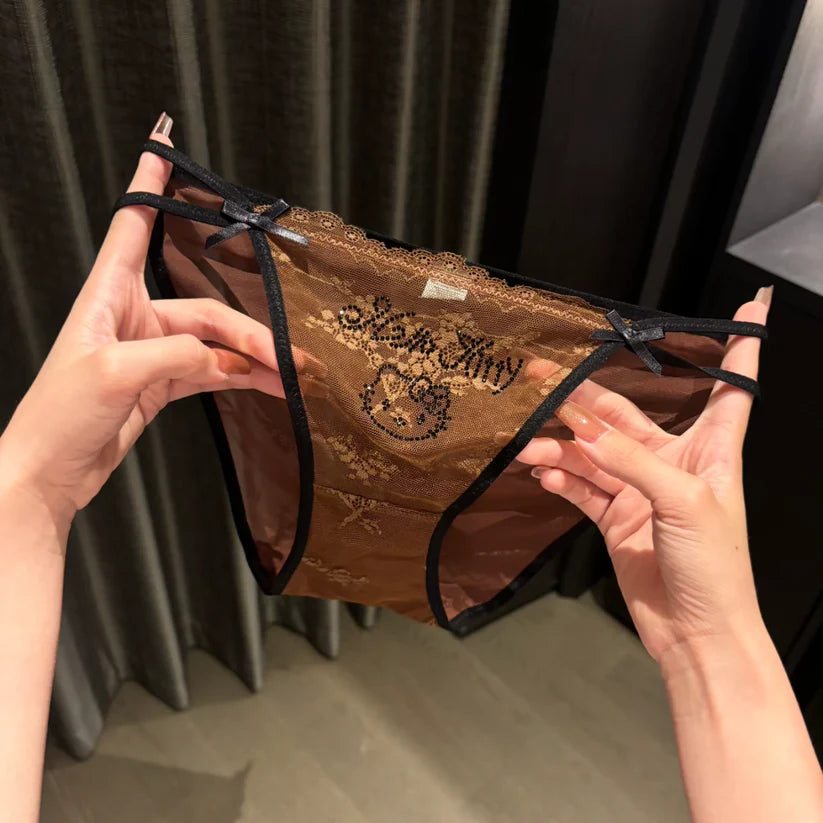 H K Rhinestone Lace Coquette Panties