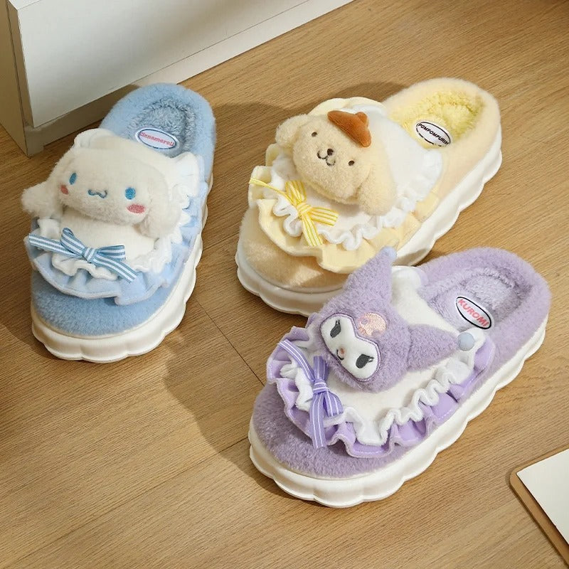 Sanrio Fuzzy Slippers Women Fluffy Kawaii House Slippers