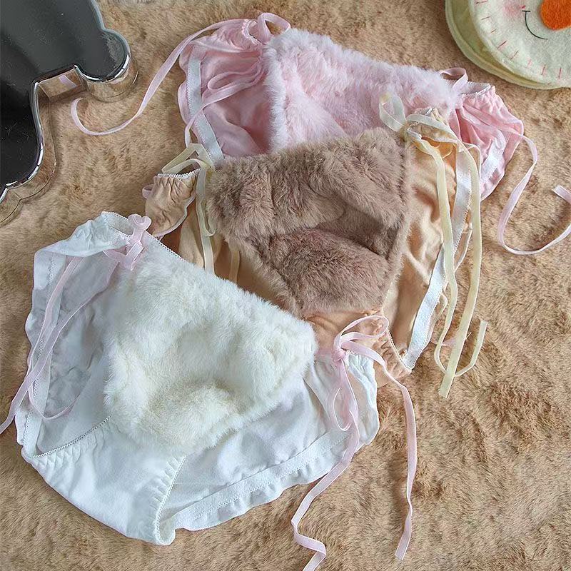 Womens 2pcs Bra Panty Set Bear Plush Bow Underwear Lingerie