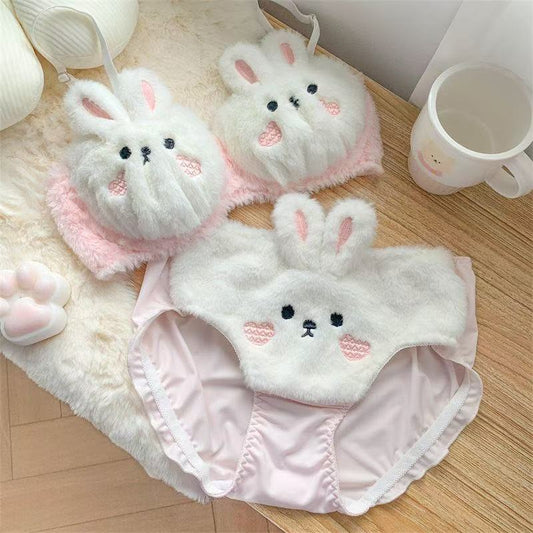 Plushie Lingerie Sets Cute Bunny Ear Bra Sets Cute Pajamas