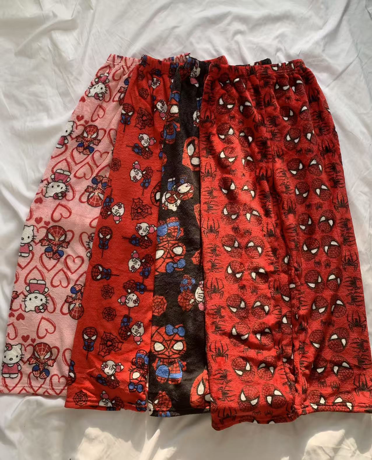 H K Fuzzy Spiderman Pajama Pants