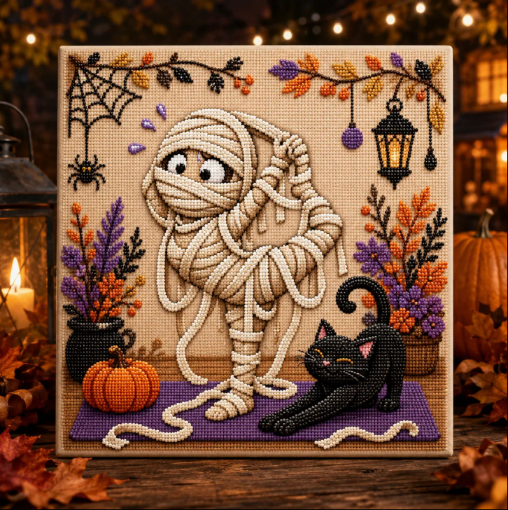 Halloween Ghost Pearl Art DIY Kit, Spooky Cute 3D Diamond-Painting Crafts