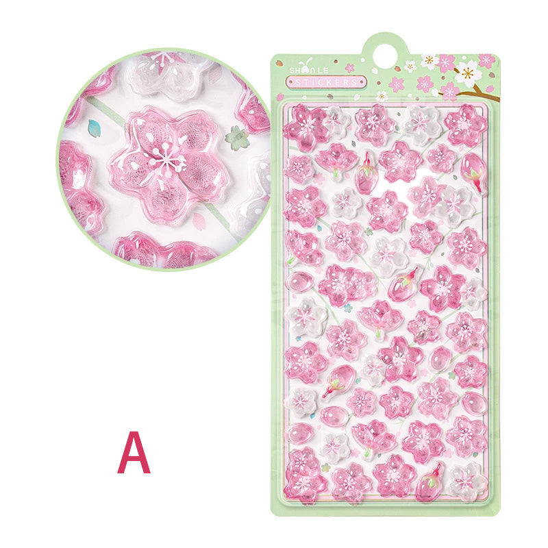 3D Cherry Blossom Relief Decorative Sticker