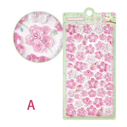 3D Cherry Blossom Relief Decorative Sticker