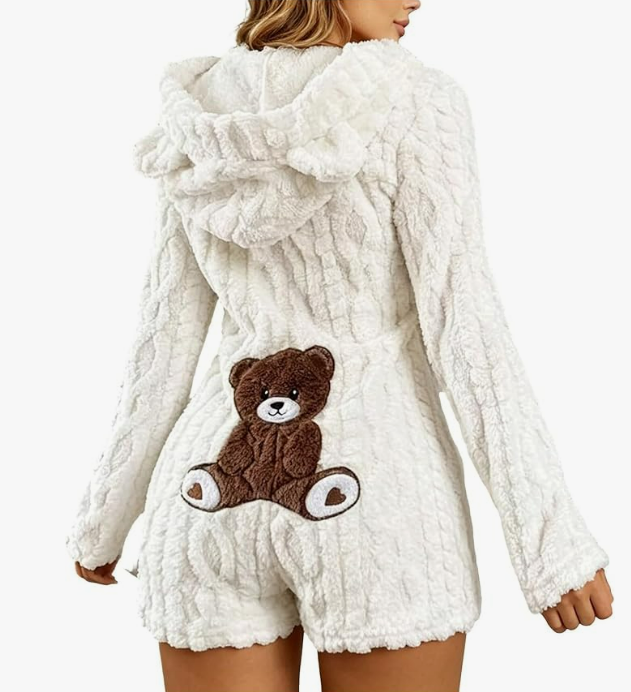 Bear-themed hooded fleece tracksuit
