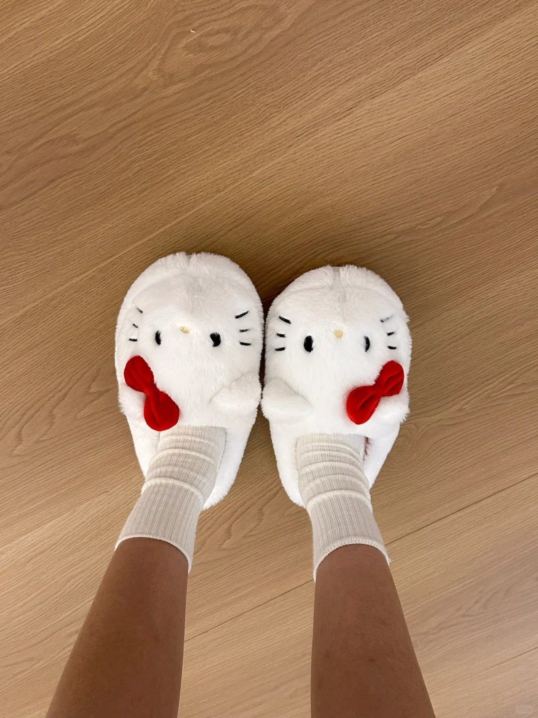 Hello Kitty Fuzzy Slippers Women Kawaii Slippers