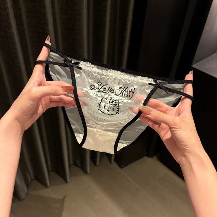 H K Rhinestone Lace Coquette Panties