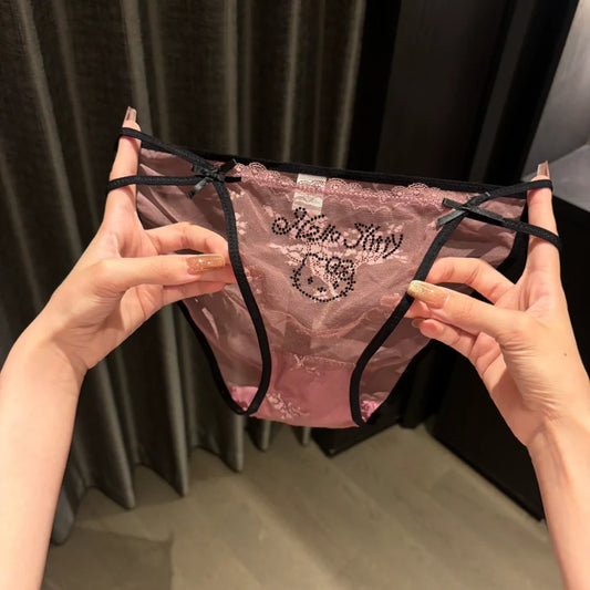 H K Rhinestone Lace Coquette Panties