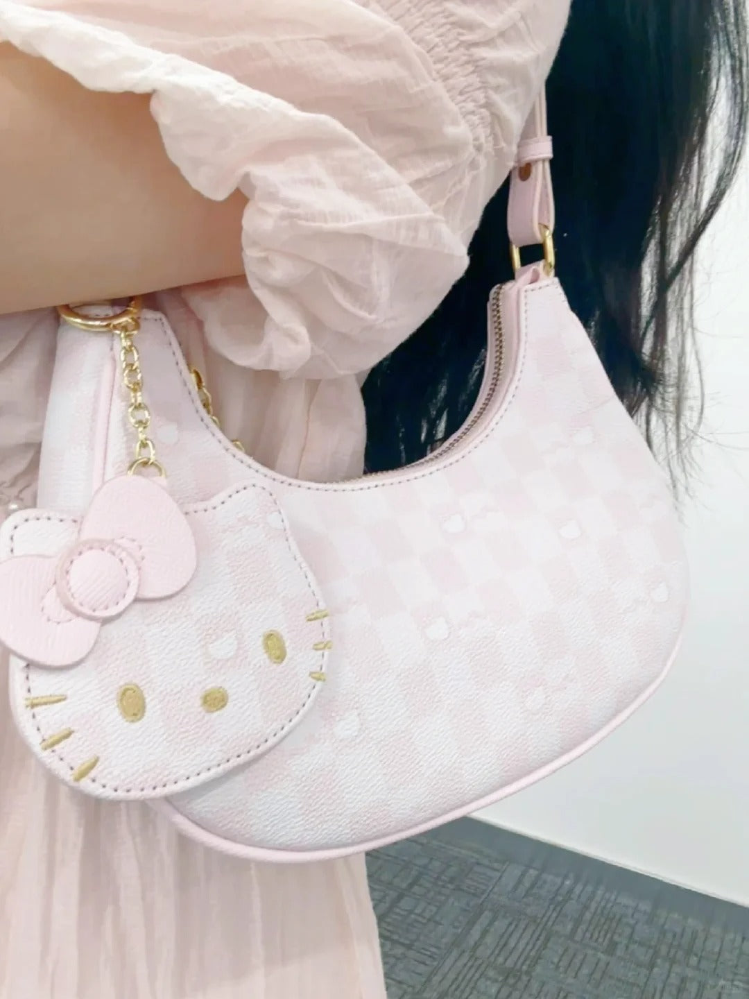 Hello Kitty Pink shoulder bag handbag Armpit Top Handle Purse