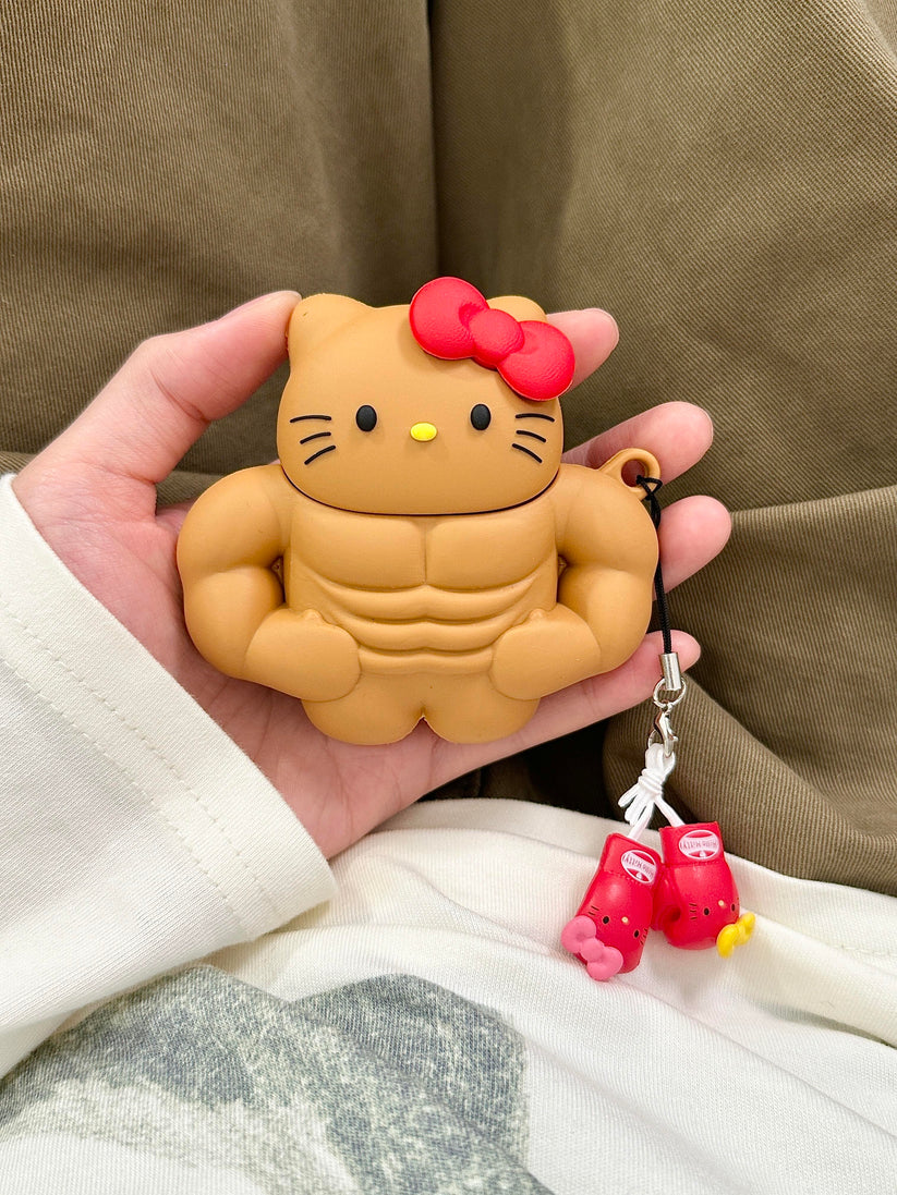 Hello Kitty Muscle Fitness Design Silicone Earphone Protector, Compatible with AirPods