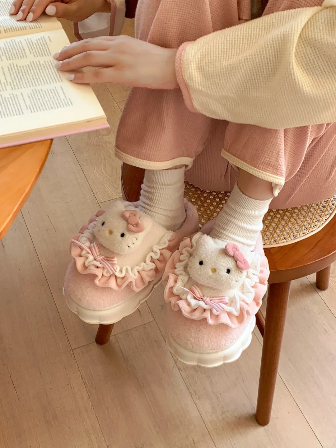 Sanrio Fuzzy Slippers Women Fluffy Kawaii House Slippers