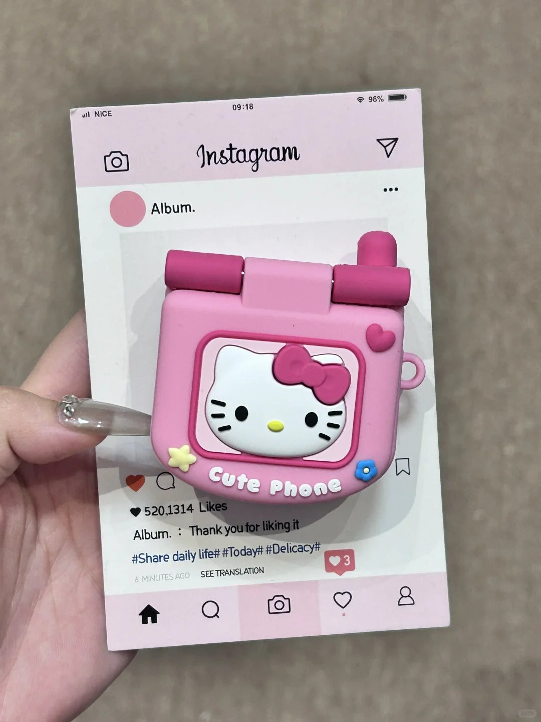 Hello Kitty Flip Phone Shaped AirPods Case Silicone AirPods Case