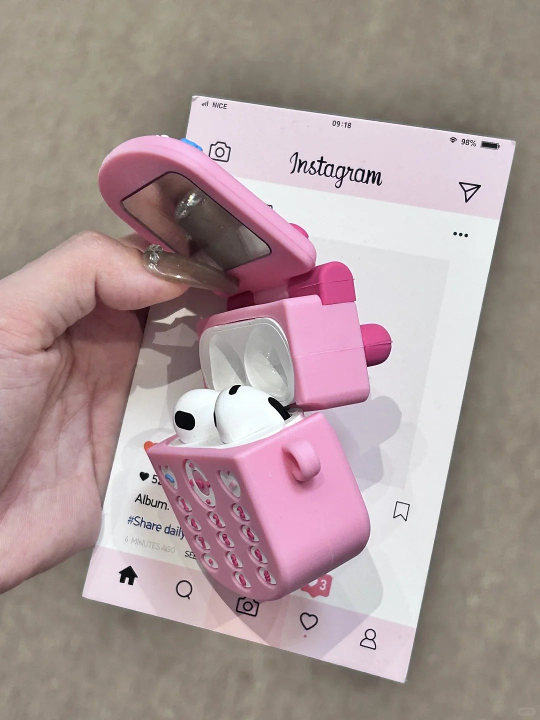 Hello Kitty Flip Phone Shaped AirPods Case Silicone AirPods Case