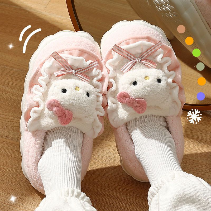 Sanrio Fuzzy Slippers Women Fluffy Kawaii House Slippers