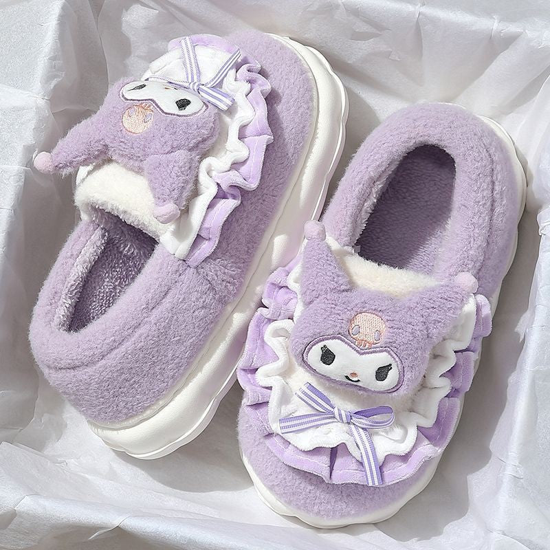 Sanrio Fuzzy Slippers Women Fluffy Kawaii House Slippers