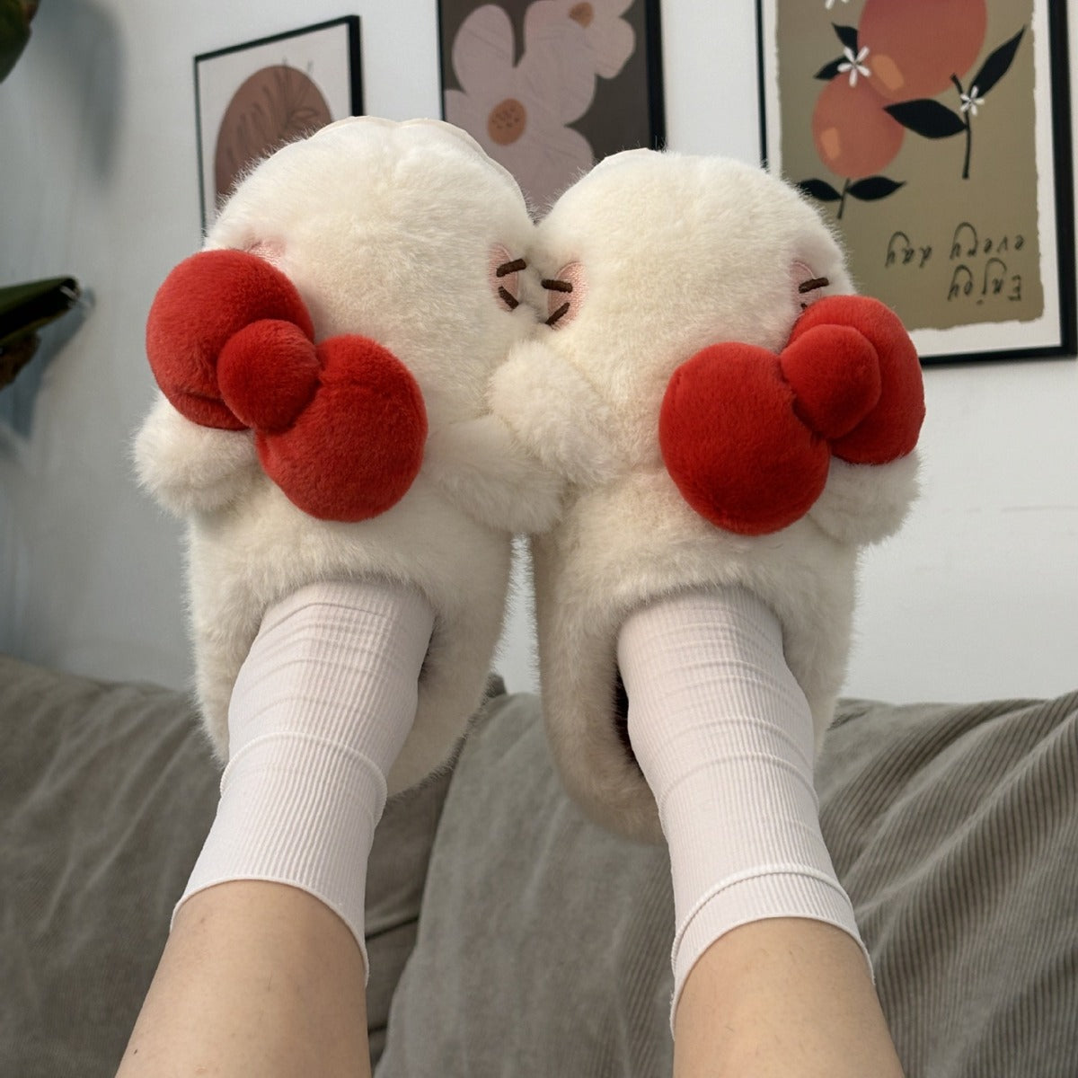 Fuzzy Slippers Women Kawaii Slippers for Women Fluffy Kawaii House Slippers Cute Slippers