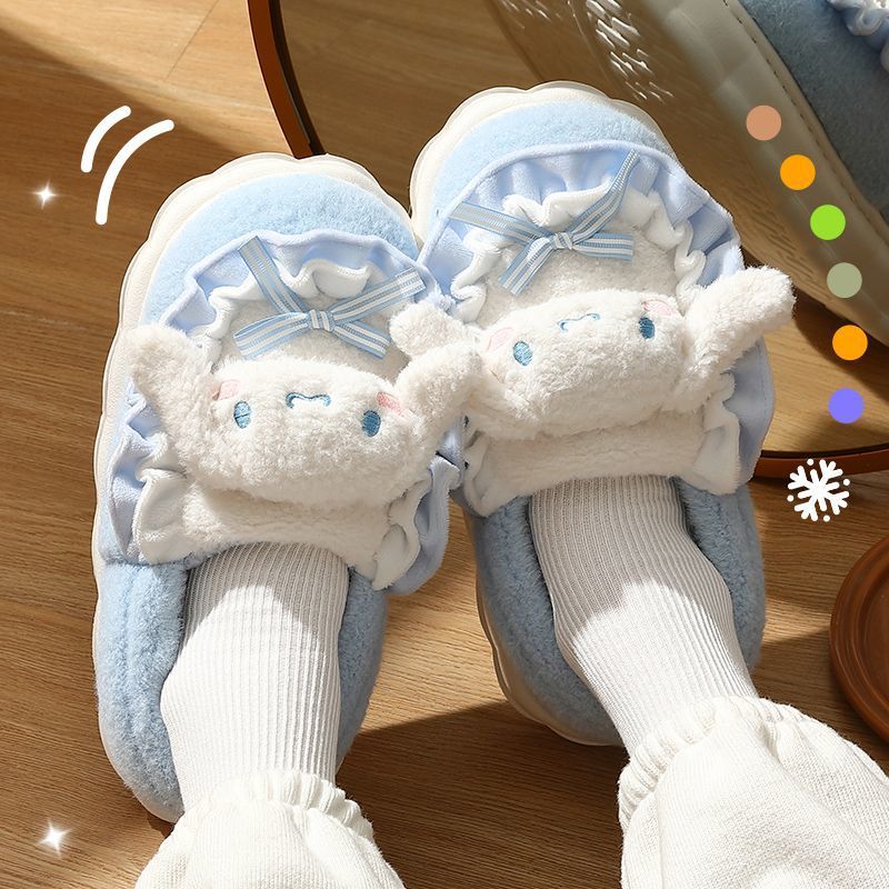 Sanrio Fuzzy Slippers Women Fluffy Kawaii House Slippers