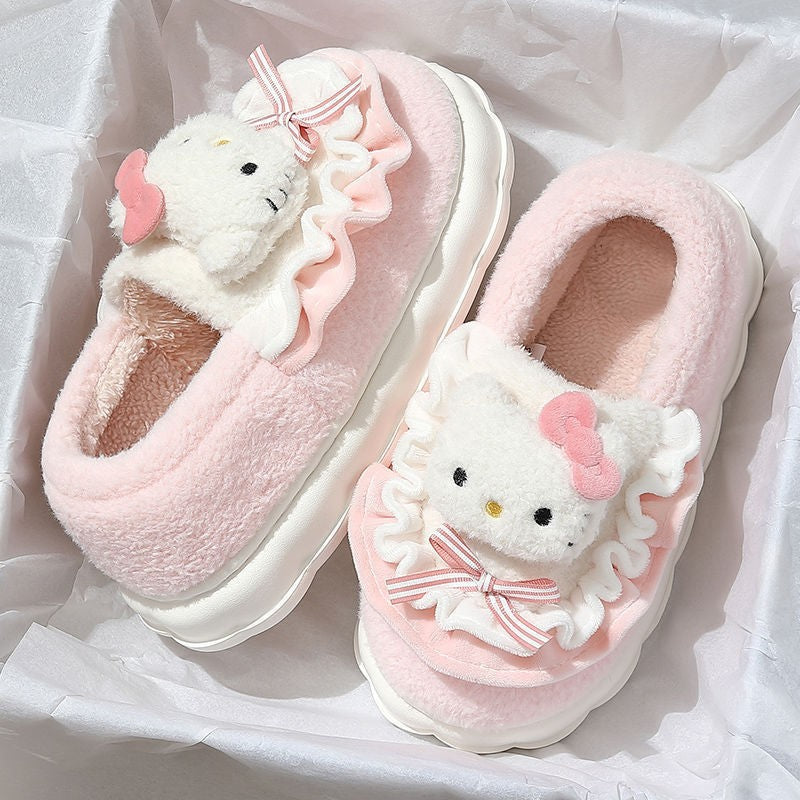 Sanrio Fuzzy Slippers Women Fluffy Kawaii House Slippers