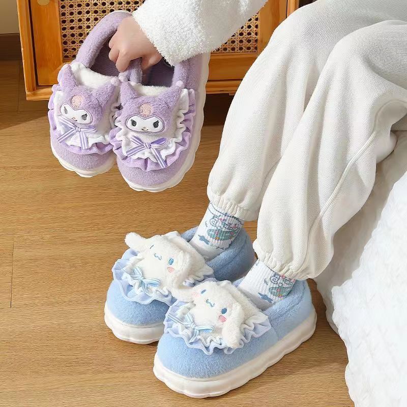 Sanrio Fuzzy Slippers Women Fluffy Kawaii House Slippers