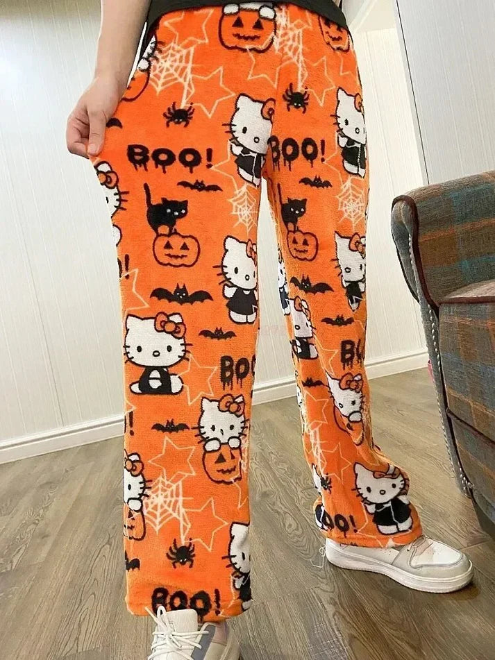 Hello kitty HHalloween Pants Pajama pants Cute Soft Long Bottoms Pjs