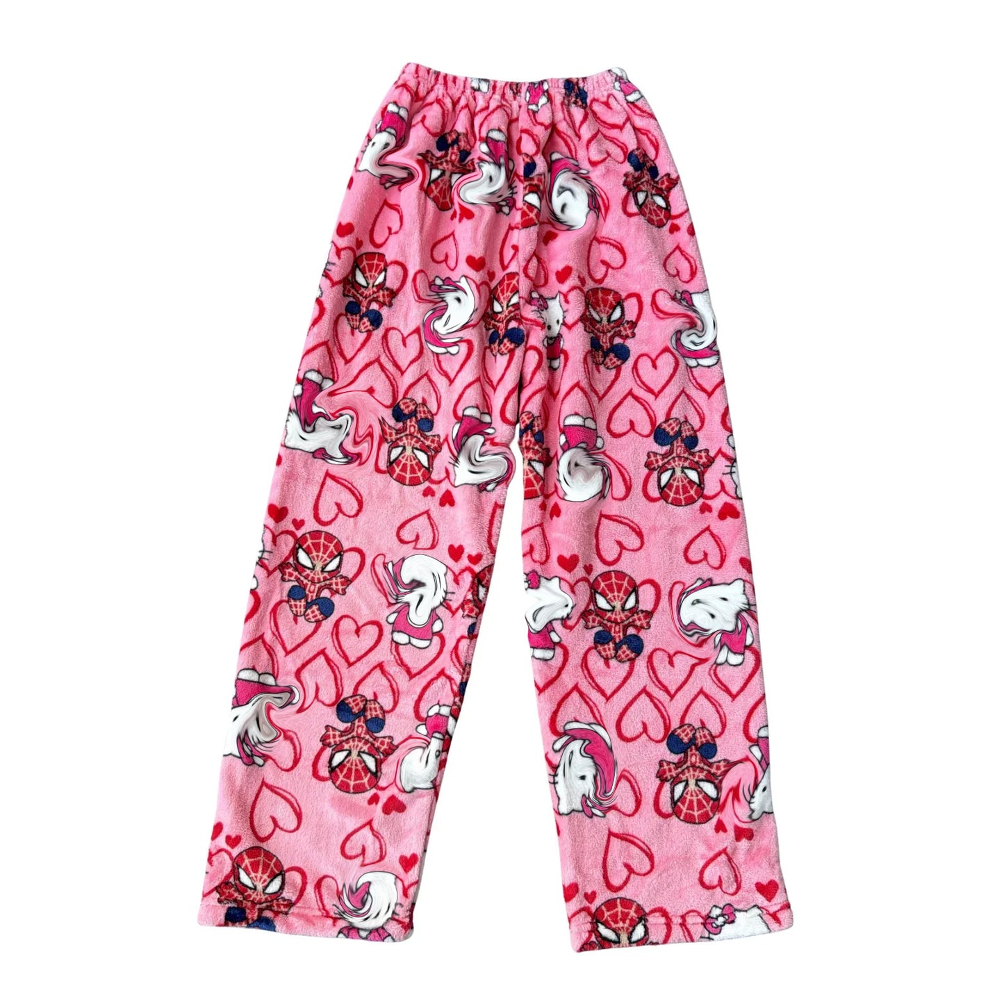 K T  Fuzzy Spiderman Pajama Pants