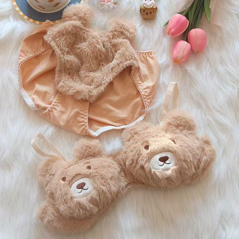 Cute bear pattern plush underwear set