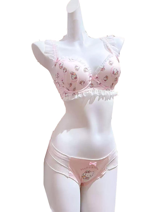Hello Kitty Underwear  Bra Panties Lingerie Sets