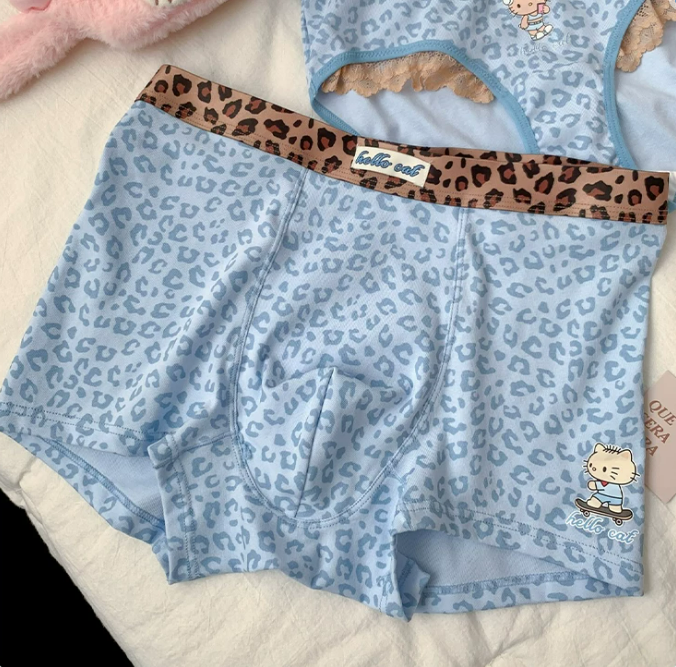 H K Leopard Print Couple Cotton Underwear