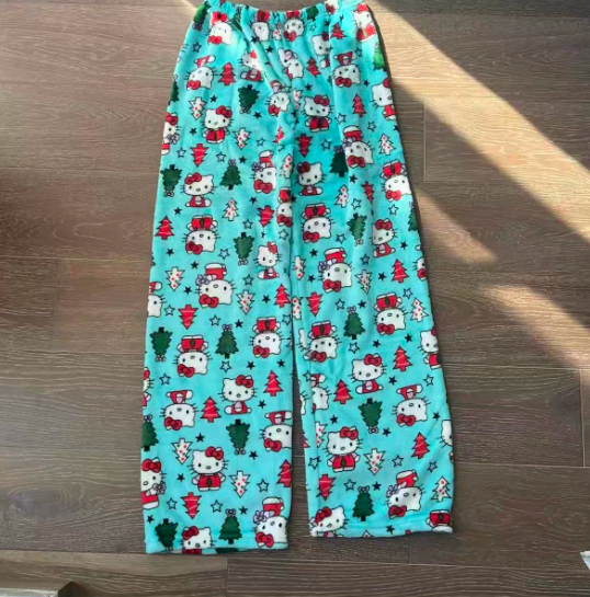 Hello kitty Christmas Pants Pajama Cute Soft Long Bottoms Pjs.