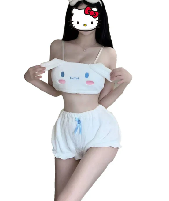 Kawaii Fuzzy Lingerie Set soft pajamas