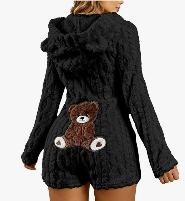 Bear-themed hooded fleece tracksuit
