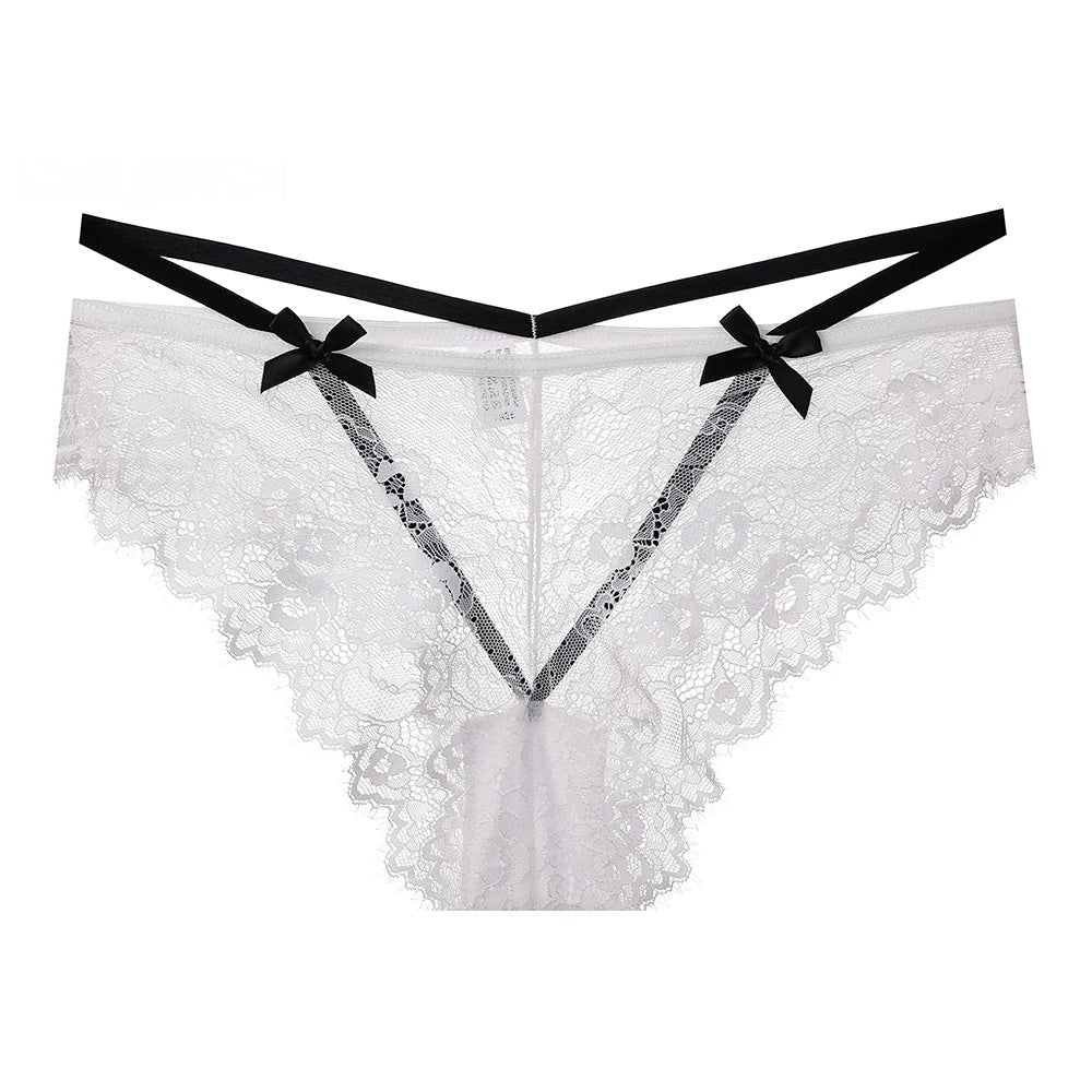 Lace high-waisted lace-up briefs