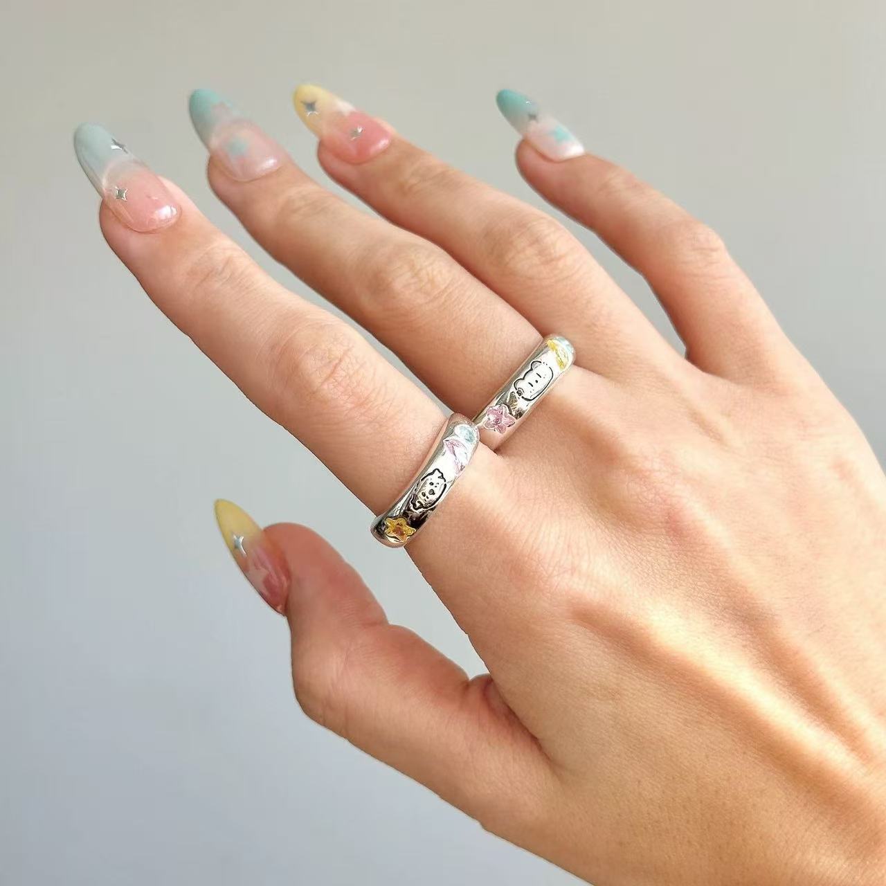 Cute couple rings with open top