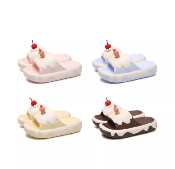 Cute Cherry Cream Cake Slippers