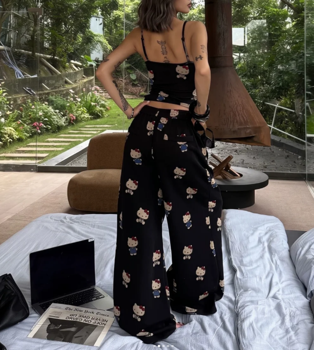 H K loungewear camisole + casual pants two-piece set