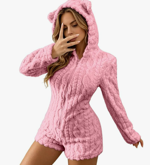 Bear-themed hooded fleece tracksuit