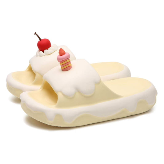 Cute Cherry Cream Cake Slippers