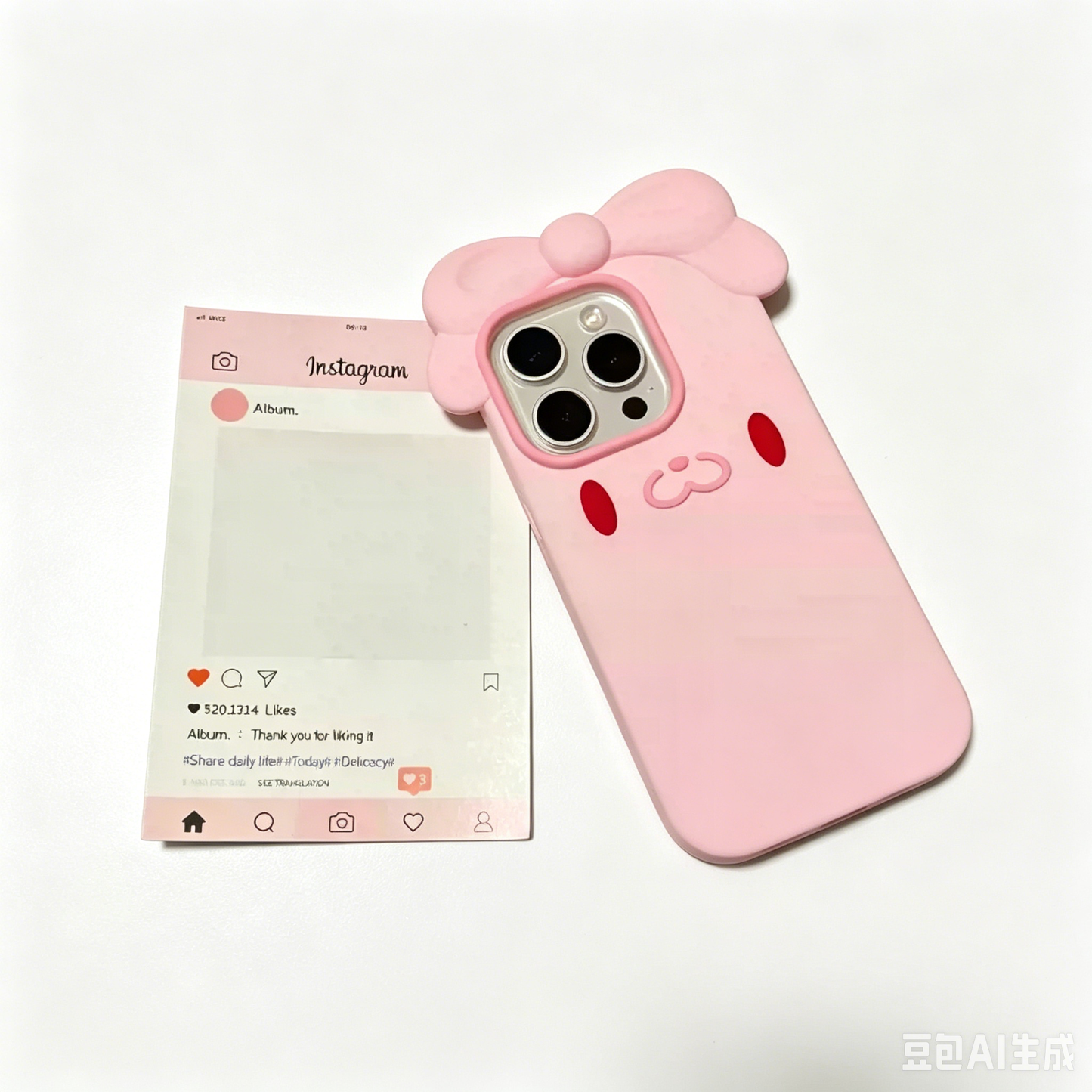 Kawaii Pink Bunny Shape Protective Phone Case
