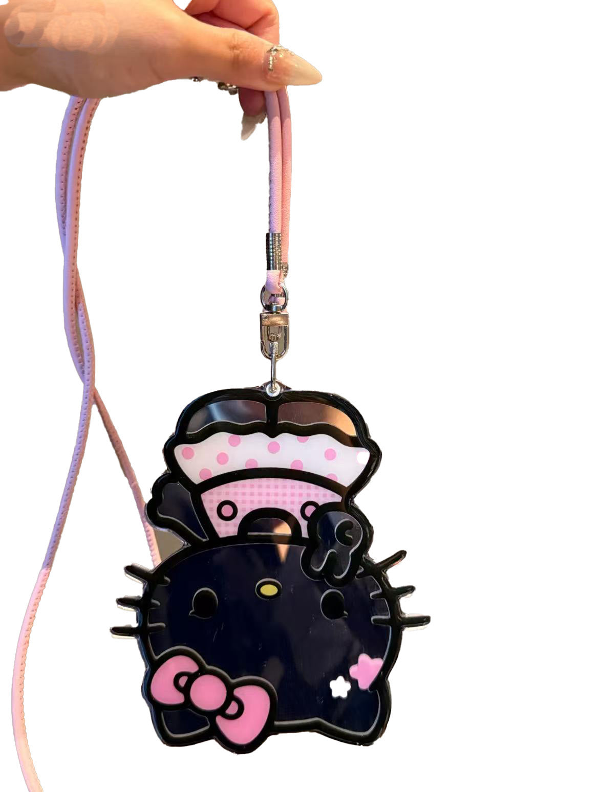 Hello Kitty Shaped Folding Mirror Phone Case with Strap